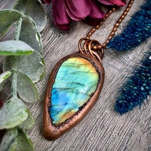 Labradorite copper electro form pendant necklace